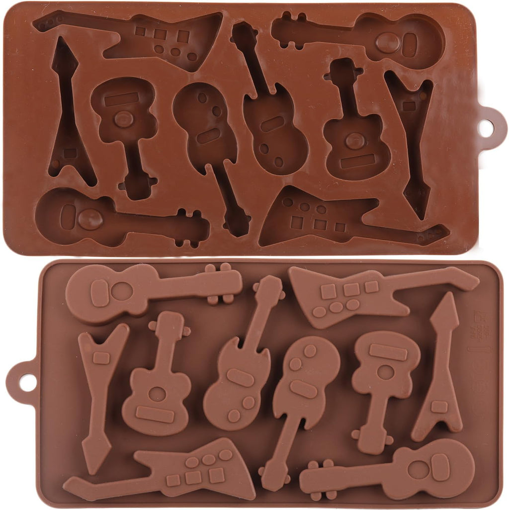 2Pcs Guitar Molds Music Instruments Silicone Chocolate Mold For Chocolate Candy
