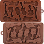 2Pcs Guitar Molds Music Instruments Silicone Chocolate Mold For Chocolate Candy