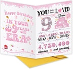 Cute 9th Birthday Card Gift for Girls Kids Child, Ideal 9 Years Old Birthday Card for Daughter Granddaughter Niece Sister Her, Best Happy Nine Years Old Gift from Dad Mom Grandma Grandpa