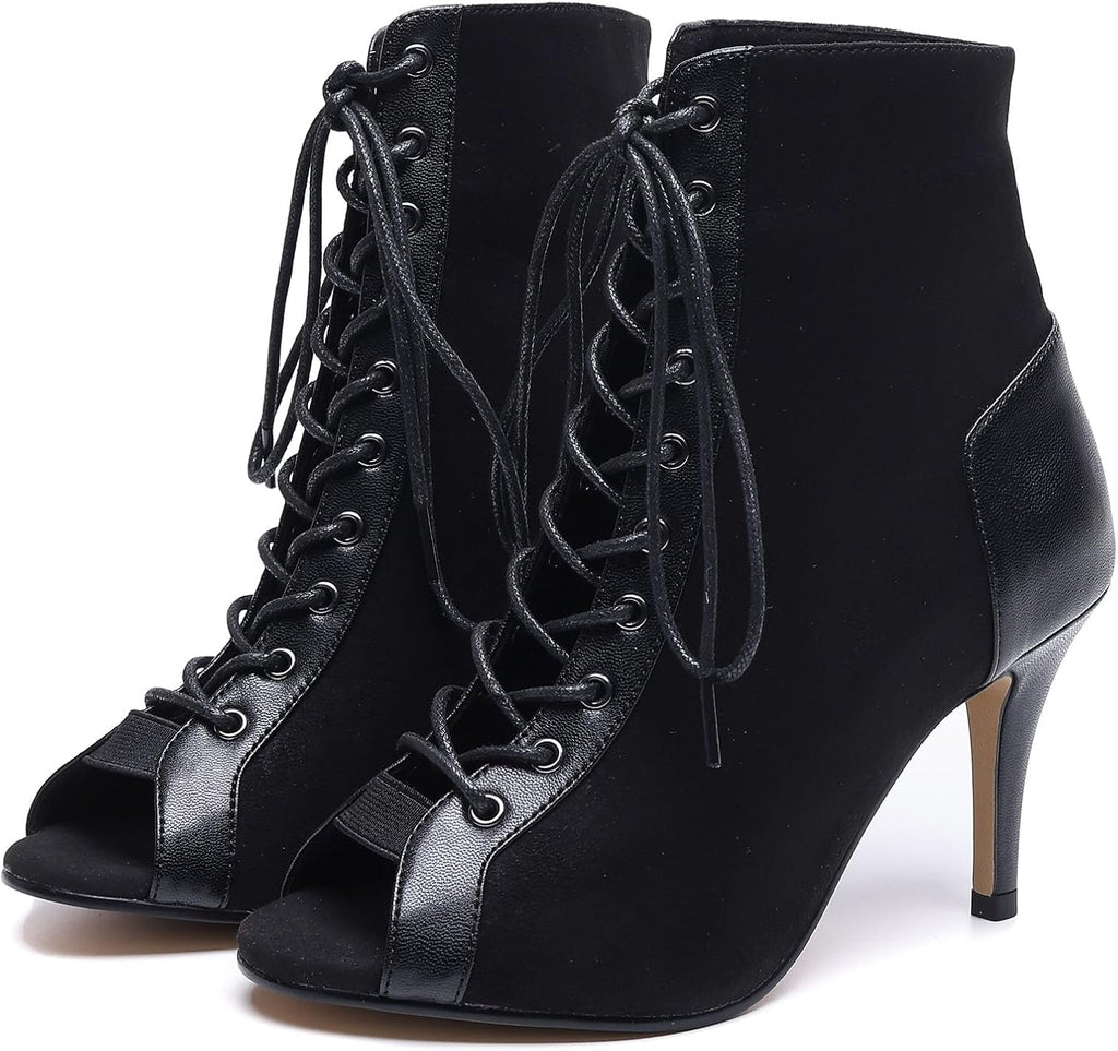 Women's Peep Toe Dance Stilettos High Heels,Sandals Fashion Sexy Lace Up Ladies Dress Pumps Ankle Booties
