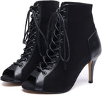 Women's Peep Toe Dance Stilettos High Heels,Sandals Fashion Sexy Lace Up Ladies Dress Pumps Ankle Booties