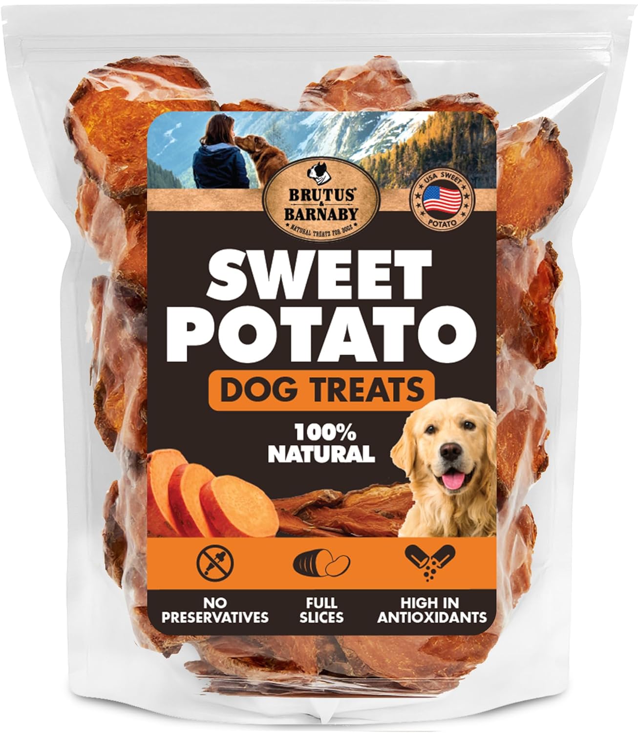 BRUTUS & BARNABY Sweet Potato Dog Treats – Support Sensitive Stomachs with USA-Grown, Hypoallergenic Treats that Smell as Good as They Taste