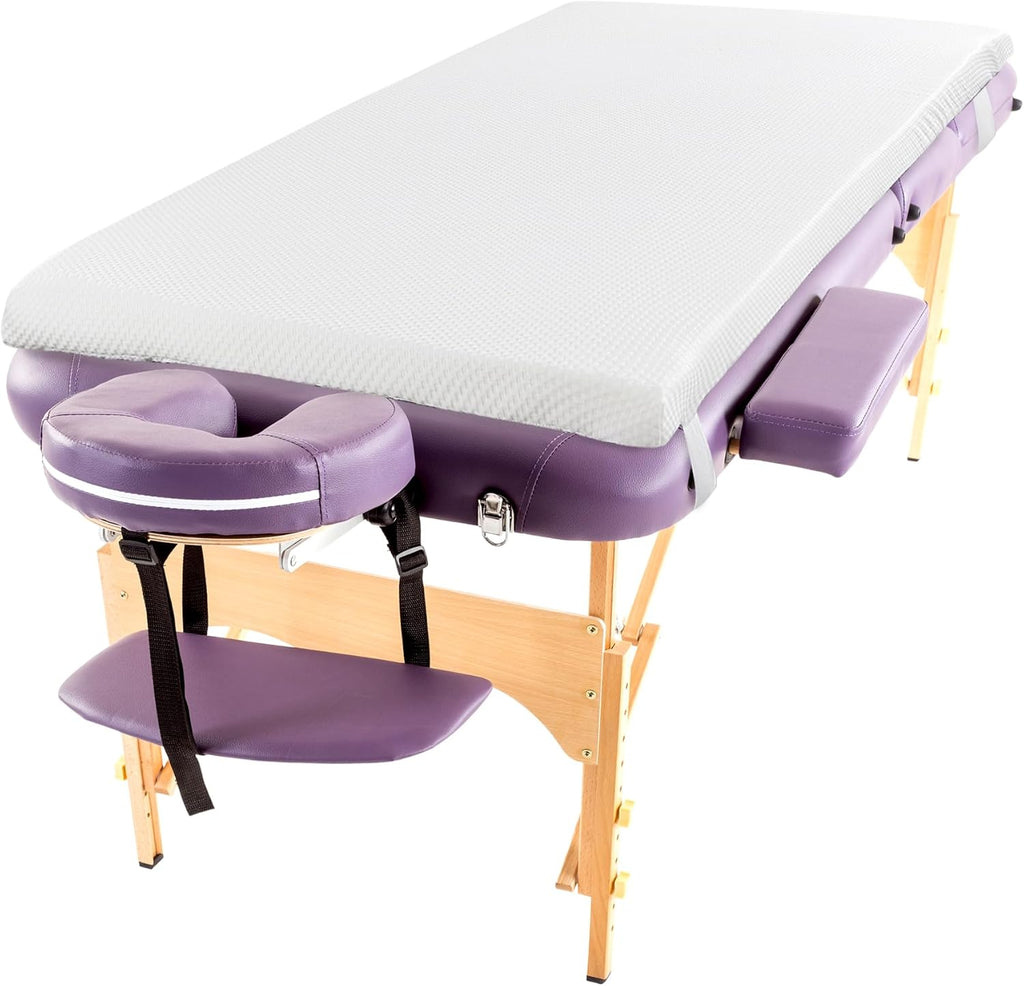 HOMBYS Memory Foam Massage Bed Mattress Topper, Non-Slip Lash Bed Table Mattress Topper with Removable Cover and Holding Elastic Bands, Cushion Only, White, 73"x29"x3"
