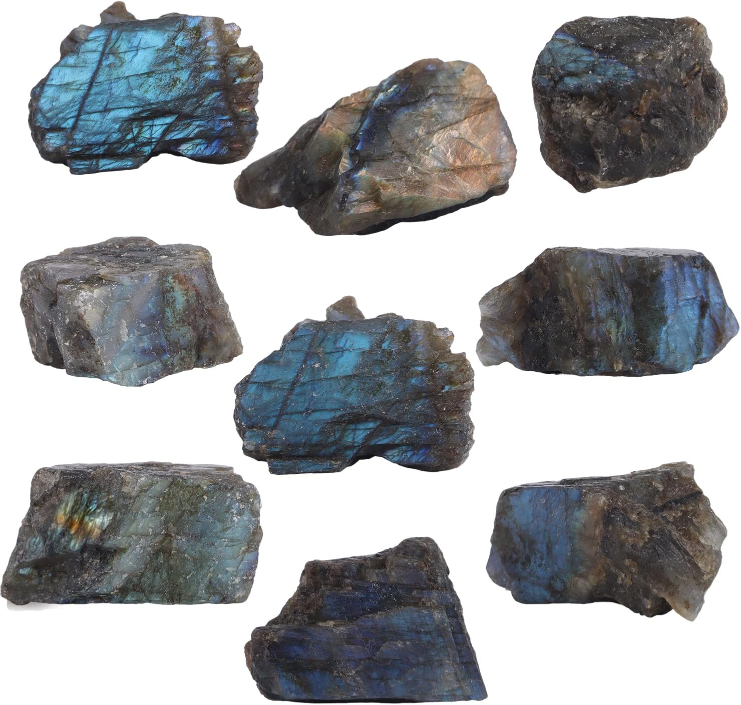 1Lb Raw Labradorite Stones Healing Crystals Natural Rough Gemstone Bulk for Jewelry Making, Healing, Meditation, Reiki, Decoration, Polishing, Wicca & Reiki