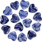 Marrywindix 15 Packs 0.8 Inch Healing Crystal Natural Sodalite Heart Love Carved Palm Worry Stone Chakra Reiki Balancing