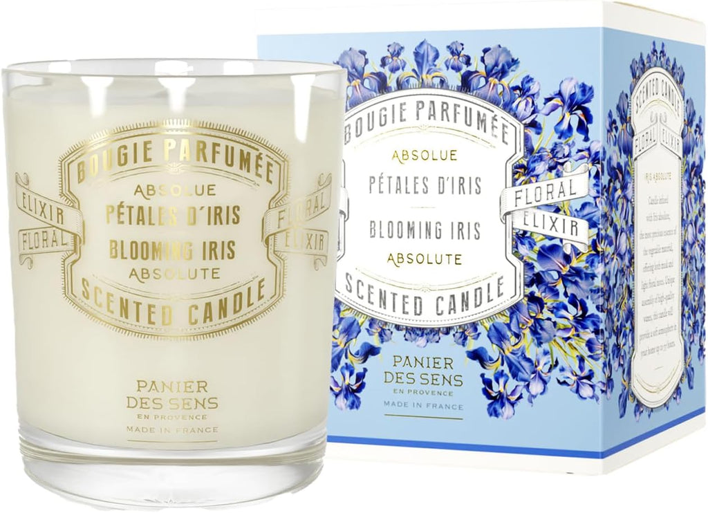 Panier des Sens Iris Candle - Hand-Poured in Provence, France - Long Lasting Scented Candles - up to 55 Hours Burn Time - Iris Scented Candle - 100% Natural Cotton Wick - 6.3 oz