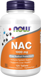 NOW Foods Supplements, NAC (N-Acetyl-Cysteine) 1,000 mg, Free Radical Protection*, 120 Tablets