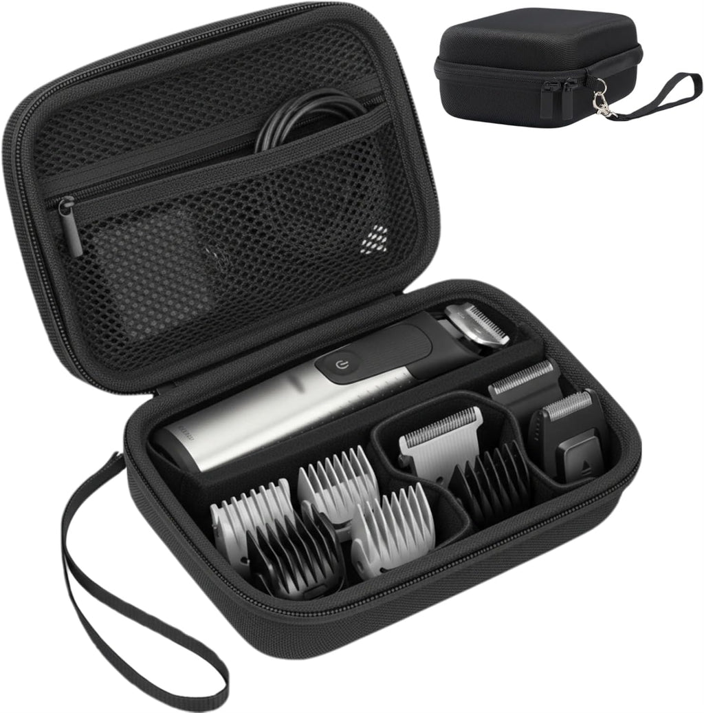 Beard Trimmers Case, Hair Clipper Shaving Hard Travel Case Compatible with Norelco Multigroom Series 9000/7000/5000/3000, OLOV, Ufree, Oneblade, Electric Body Shaver and Accessories -Black