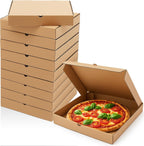 Fullhawl 10 Pcs Pizza Boxes 14 x 14 Inches Corrugated Pizza Box, Grease Resistant Kraft Takeout Containers Packing Boxes for Homemade Cake, Cookies, Food and Crafts(Brown)