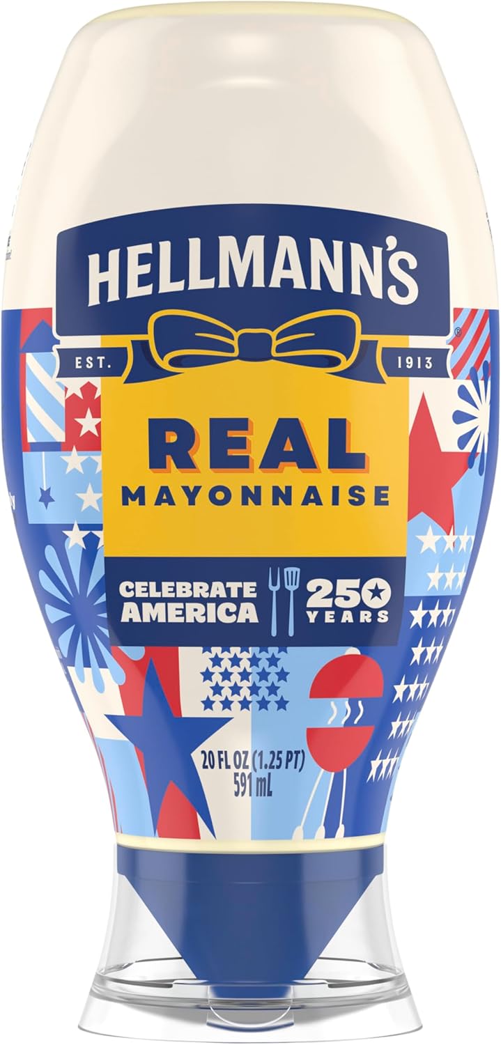 Hellmann's Real Mayonnaise Real Mayo Squeeze Bottle For a Rich Creamy Condiment Gluten Free, Made With Cage-Free Eggs 20 oz