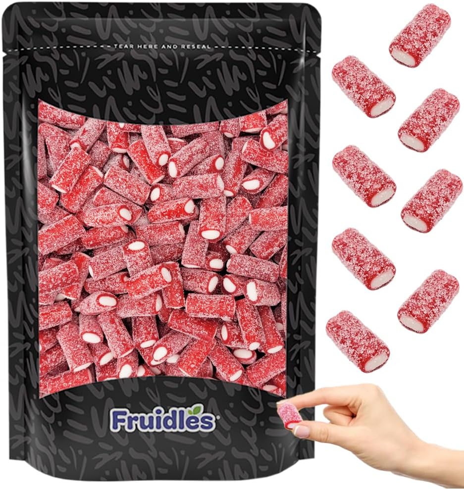 Fruidles Strawberry Pencil Bites Gummies, Soft, And Sweet Red Licorice Bites With a Creamy Sweet Center, Gluten-Free, Fat-Free (2.2 Pounds)
