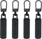 Deshionew 4 PCS Spare Zipper Pulls Removable Metal Zipper Pulls Zipper Replacement for Luggage, Purses, Backpacks, Clothes, Handbags (Black)