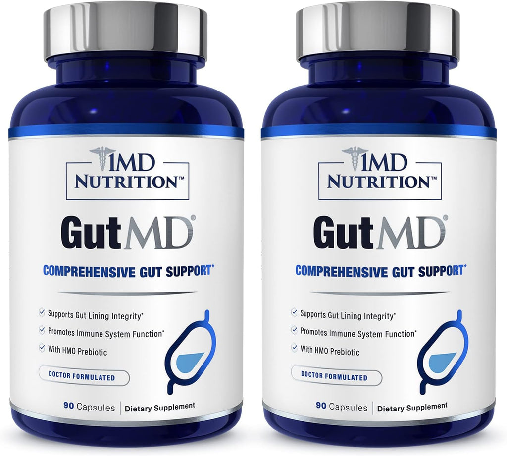 1MD Nutrition GutMD - L-Glutamine and Prebiotic for Gut Integrity | Promote Digestive Tract Health | 90 Capsules (2-Pack)