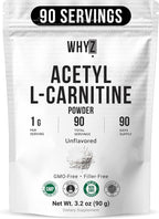 Pure Acetyl L-Carnitine Powder (ALCAR) Unflavored Acetyl-L-Carnitine HCl Supplement Powder with Smooth Texture for Easy Mixing Non-GMO, 3.2 oz (90g)