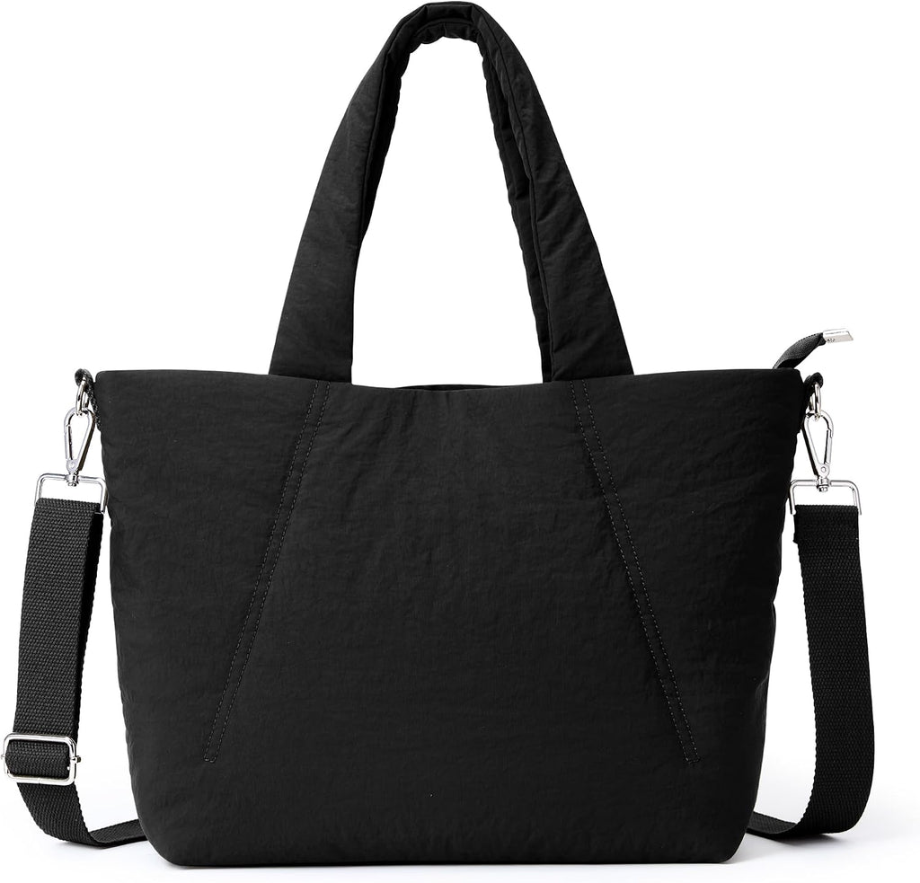 KALIDI Quilted Carryall Tote Bag, Large Puffer Crossbody Women Handbags Shoulder Soft Fluffy Lightweight Travel