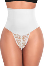 Werena Tummy Control Thong Shapewear for Women Mid High Waisted Body Shaper Underwear Lace Shaping Thong Girdle Panties
