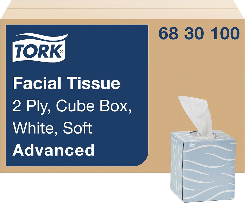 Tork Soft Facial Tissue Cube Box White, Advanced, 2-Ply, 36 x 86 Sheets, 6830100