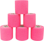Self Adherent Cohesive Bandage 2"x5 Yards First Aid Bandages Stretch Sport Athletic Wrap Vet Tape for Wrist Ankle Sprain and Swelling,Hot Pink(6 Rolls)