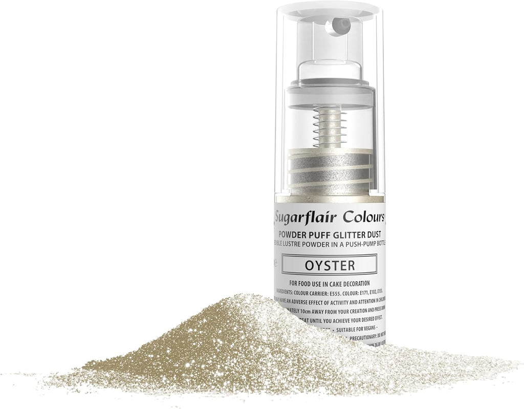 Sugarflair Oyster Edible Glitter Dust Spray (Non-Aerosol) - Add a Shimmering Lustre Sparkle to Cakes, Cupcakes, Chocolate, Baking, Desserts, Ice Cream, Drinks, Cocktails and More - 10g