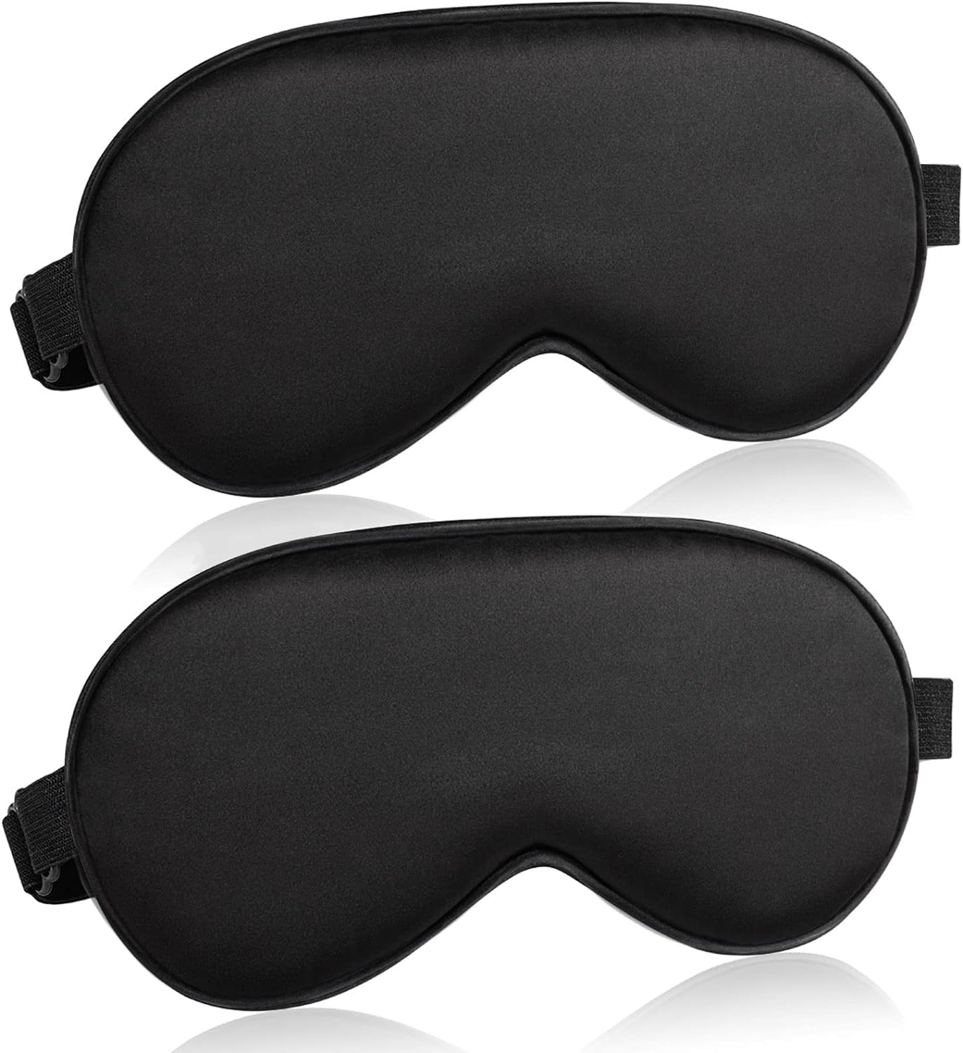 Sleep Mask for Women and Men 2 Pcs Eye Mask for Sleeping Adjustable Strap Blackout Silk Sleep Eye Masks Soft Eye Covers Blindfolds Black 2 Pack