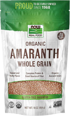 NOW Foods, Organic Amaranth Whole Grain, Source of Protein and Fiber, Gluten-Free, Certified Non-GMO, 16-Ounce (Packaging May Vary)
