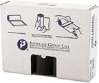 Inteplast Group High-Density Interleaved Commercial Can Liners, 45 gal, 22 microns, 40" x 48", Black, 25 Bags/Roll, 6 Rolls/Carton