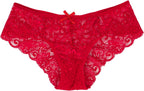 KELITCH Women's Briefs Scalloped Lace Hipster Thong Panties Bow Sexy Underwear