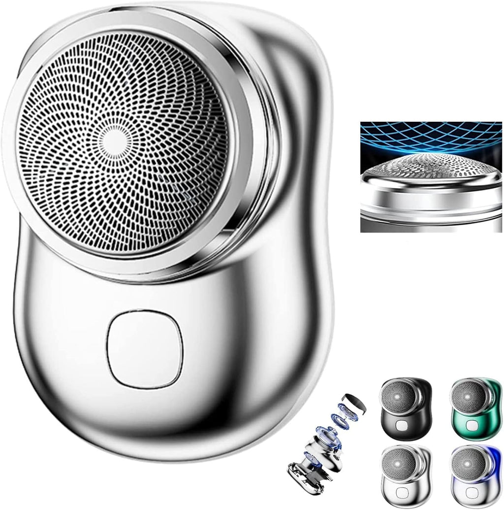2023 USB Mini Shaver -【New Version】Pocket Portable Electric Shaver Rechargeable Waterproof, Magic Travel Electric Razor Round Shaving Machines, Wet Dry Mini Shaving Machines for Men Dayily Use(Sliver)