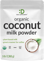 Unsweetened Organic Coconut Milk Powder, 3lbs – Dairy Free Creamer Alternative – Sugar Free Raw Flavor – Rich Source of MCT Oil – Great for Coffee or Tea – Non-GMO, Plant Based, Keto