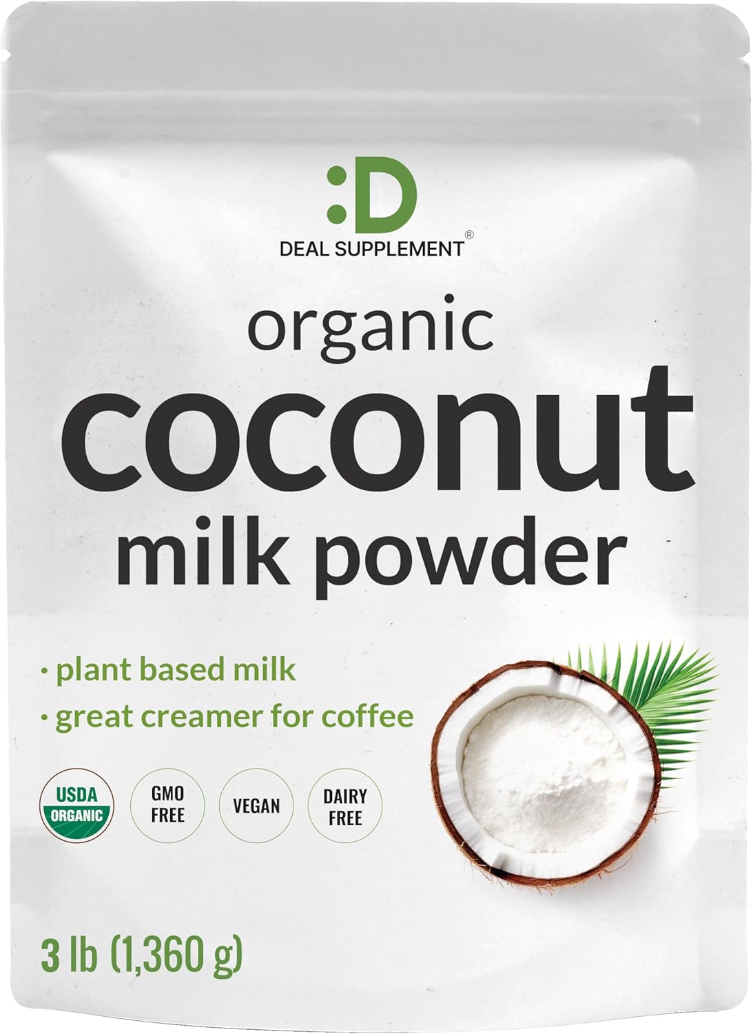 Unsweetened Organic Coconut Milk Powder, 3lbs – Dairy Free Creamer Alternative – Sugar Free Raw Flavor – Rich Source of MCT Oil – Great for Coffee or Tea – Non-GMO, Plant Based, Keto