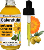 Organic Calendula oil | Infused in Olive oil | For Skin & Hair | Cold infused | 100% Organic || Made in Canada Calendula Olive (1oz (30ml))