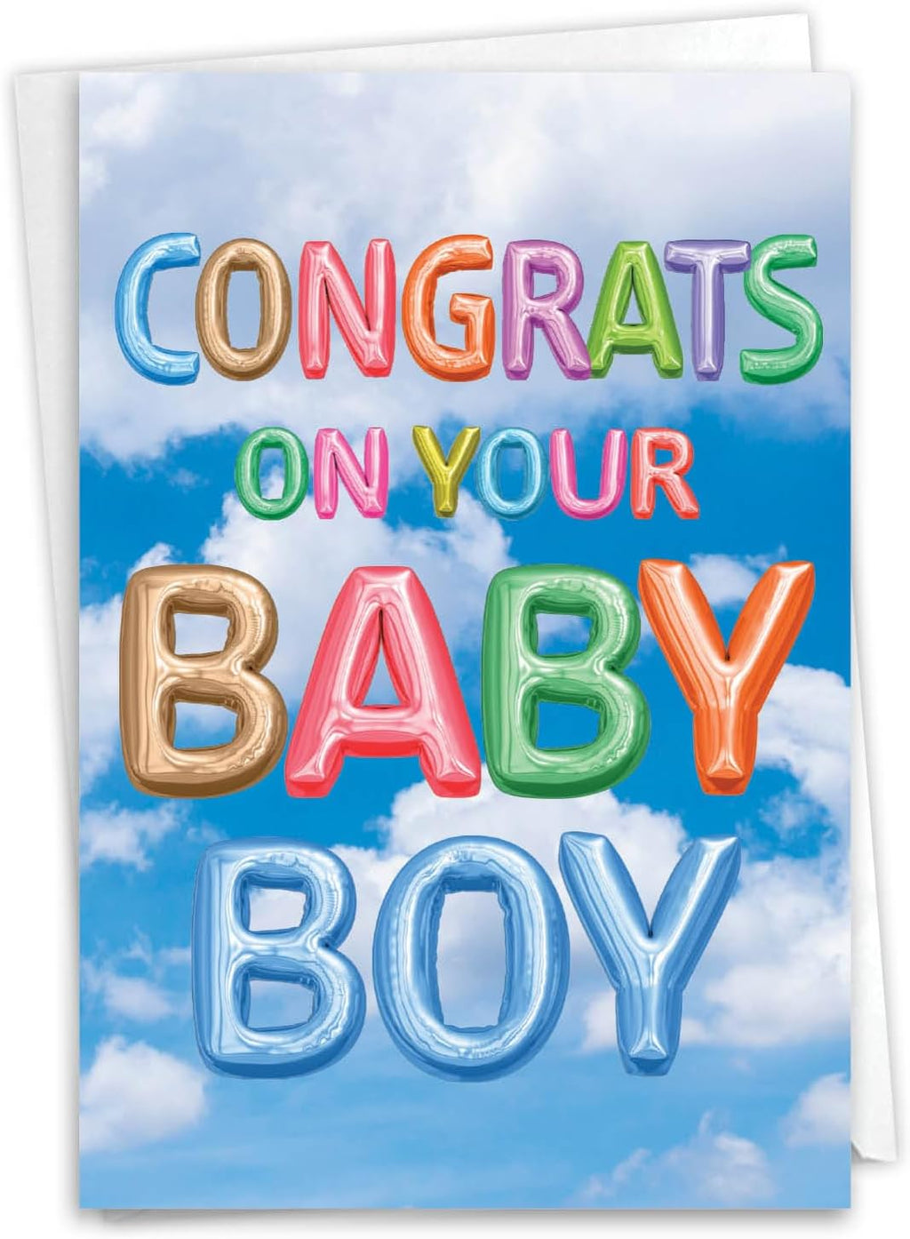 The Best Card Company - Newborn Baby Boy Greeting Card - Congrats to Parents, Notecard with Envelopes (Not 3D or Raised) - Inflated Messages Baby Boy C5651KBBG