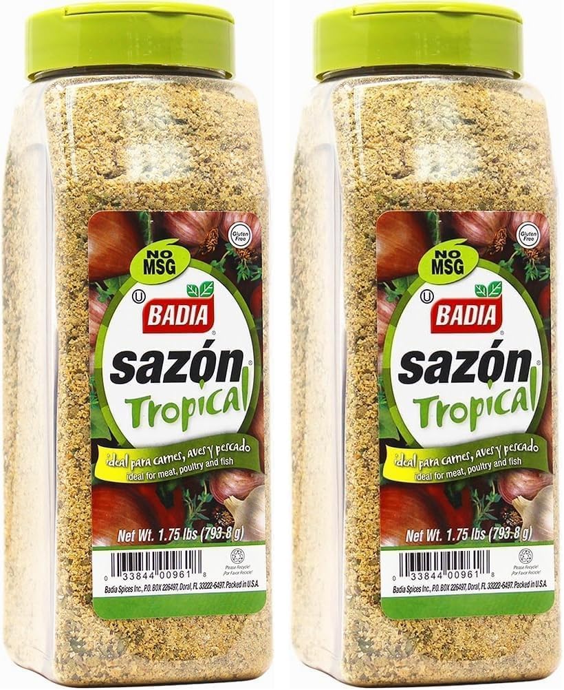 Badia Sazon Tropical, 1.75 lbs - Zesty Blend for Meats, Poultry, Seafood (Pack of 2)