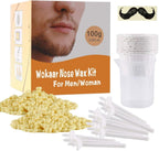 Nose Wax Kit for Men & Women | 100g Wax, 30 Applicators (15-20 Uses) | Painless Nasal & Ear Hair Removal | Fast 3-Min Removal | Safe Hair Remover Kit for Nose & Ear Hair | Waxing Kit for Men