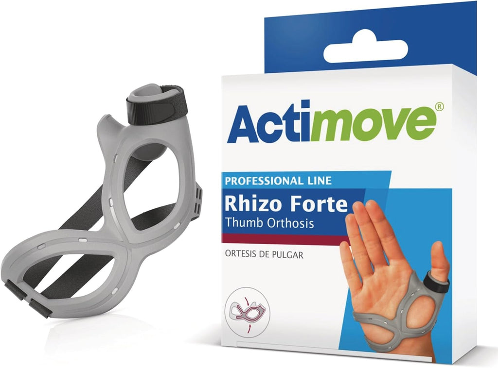 Actimove Professional Line Rhizo Forte Thumb Orthosis –Thumb Brace for Osteoarthritis, Skier’s Thumb, Rheumatoid Arthritis, Sprains – Patented Design – Right Hand – Grey, Small