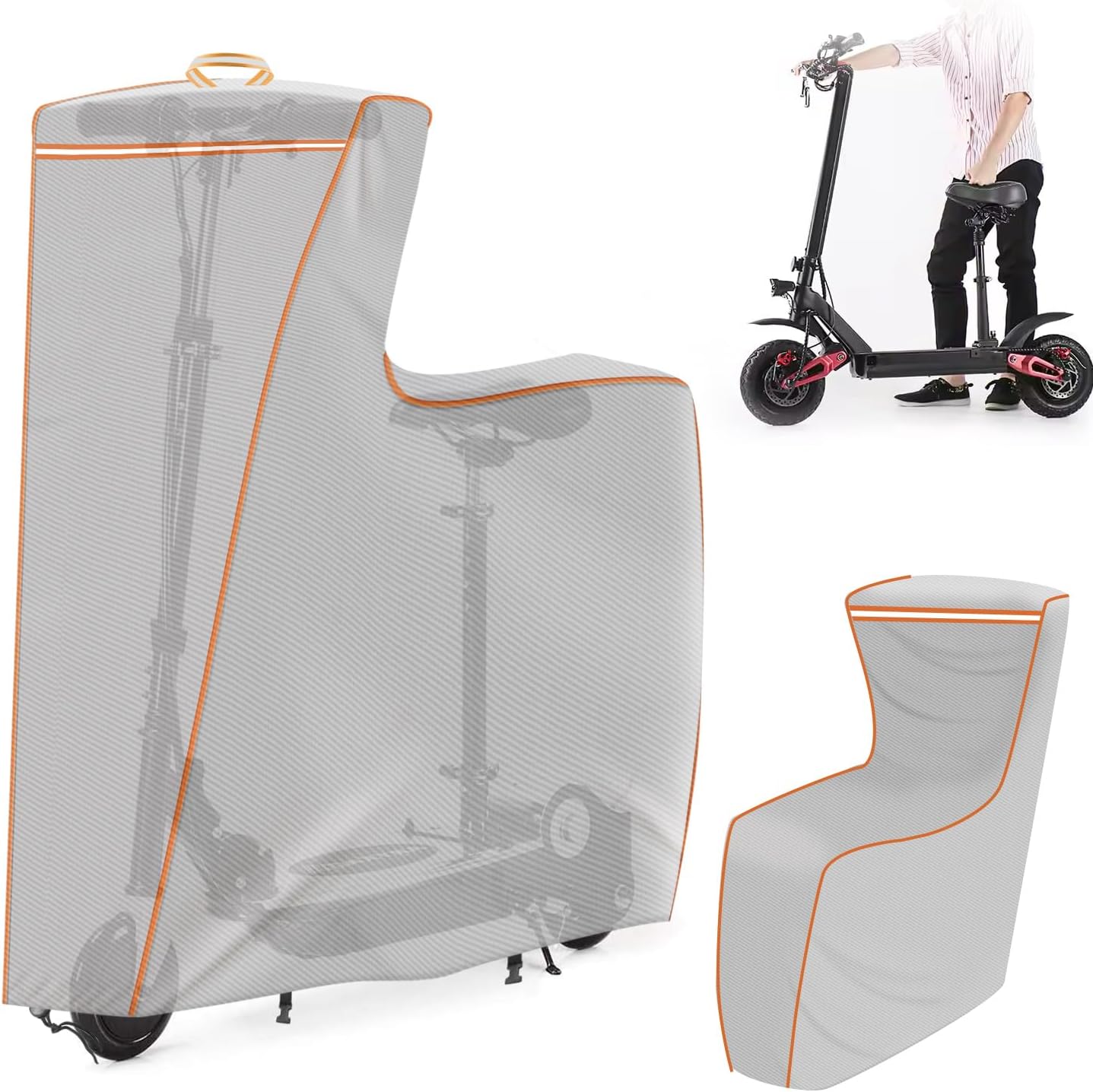 Electric Scooter Cover, 47 x 43 x 8 inches 1680D Oxford Cloth Suitable for Seated and Seatless Models Waterproof And UV -Resistant Dustproof Windproof Protection All Season Universal Fit Silver
