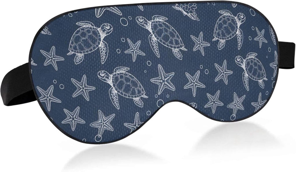 Sleep Mask Light Blocking Sea Turtles Starfish Bubbles Eye Mask for Sleeping with Adjustable Strap Lightweight Eye Covers for Sleeping for Men Women Work Travel Naps