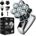 Head Shavers for Bald Men, 7D Floating Blades Electric Razor with Magnetic Detachable Heads, IPX7 Waterproof Rotary Shaver 5-in-1 Self-Grooming Kit Gift for Balder
