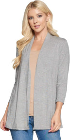 Women's 3/4 Sleeve Extra Soft Open Front Casual Flowy Viscose Made from Bamboo Cardigan