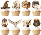 48PCS Wizard Cupcake Toppers，Magical Party Cake Decorations for Birthday Baby Shower Party Themed Supplies