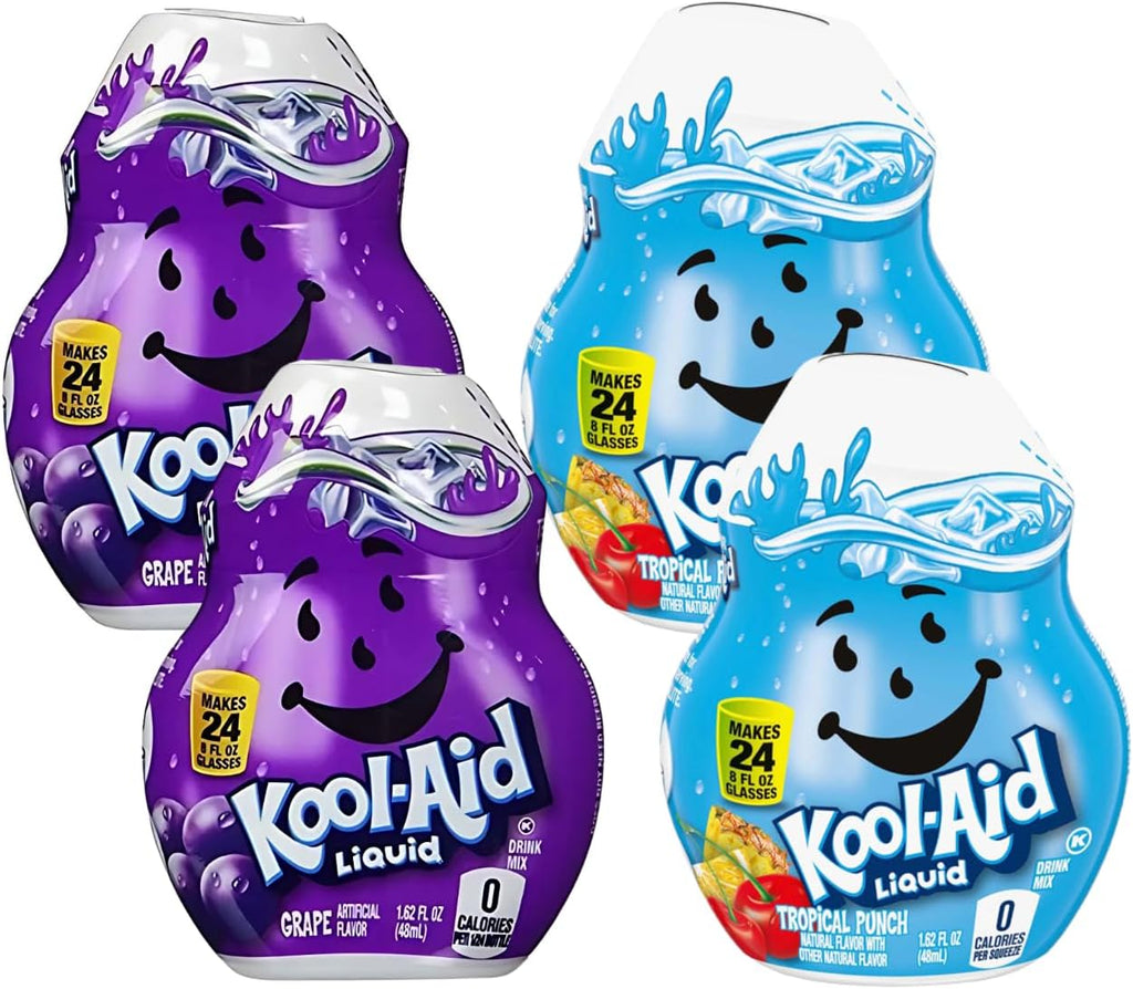 Kool Aid Flavor Variation (1.62 Fl Oz (Pack of 4), Tropical Punch + Grape)