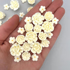 30 Ivory Icing Flowers by Simply Sucré | Small White Flowers | Ivory Edible Roses | Wedding Favors | Simply Sucre (30 Count)