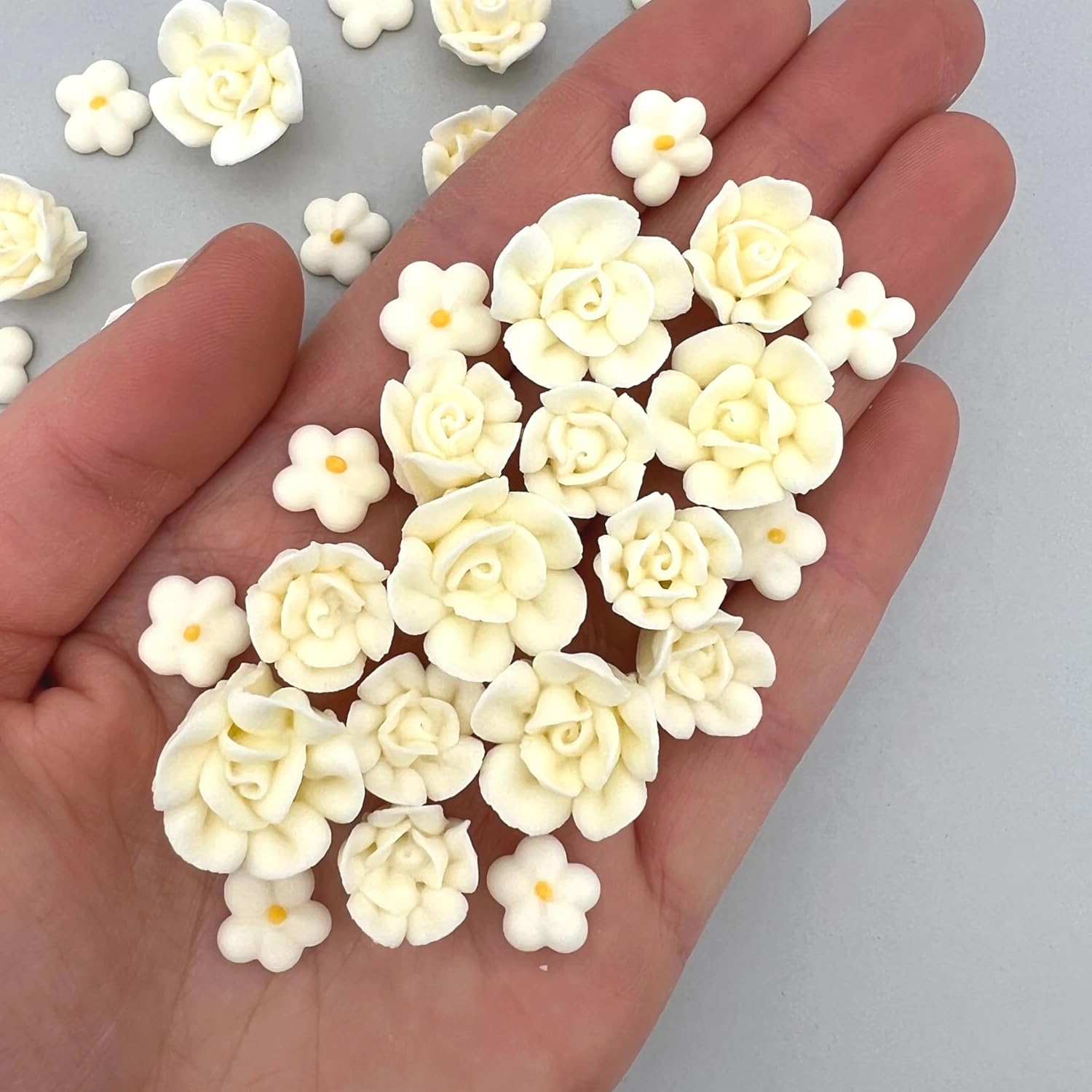30 Ivory Icing Flowers by Simply Sucré | Small White Flowers | Ivory Edible Roses | Wedding Favors | Simply Sucre (30 Count)