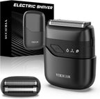 VIKICON® Electric Foil Shavers for Men, Compact Travel Face Shaver, Mini Razor for Shaving Face, Portable On-The-Go Shaver w/Dual Floating Blades, Close Shave Stubble Trimmer with USB-C Fast Charge