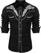 COOFANDY Men's Western Shirts Long Sleeve Embroideres Cowboy Shirts Casual Button Down Shirt
