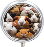 Cute Guinea Pig Round Pill Box 3 Compartment Pill Case Pocket Medicine Tablet Holder Organizer Case