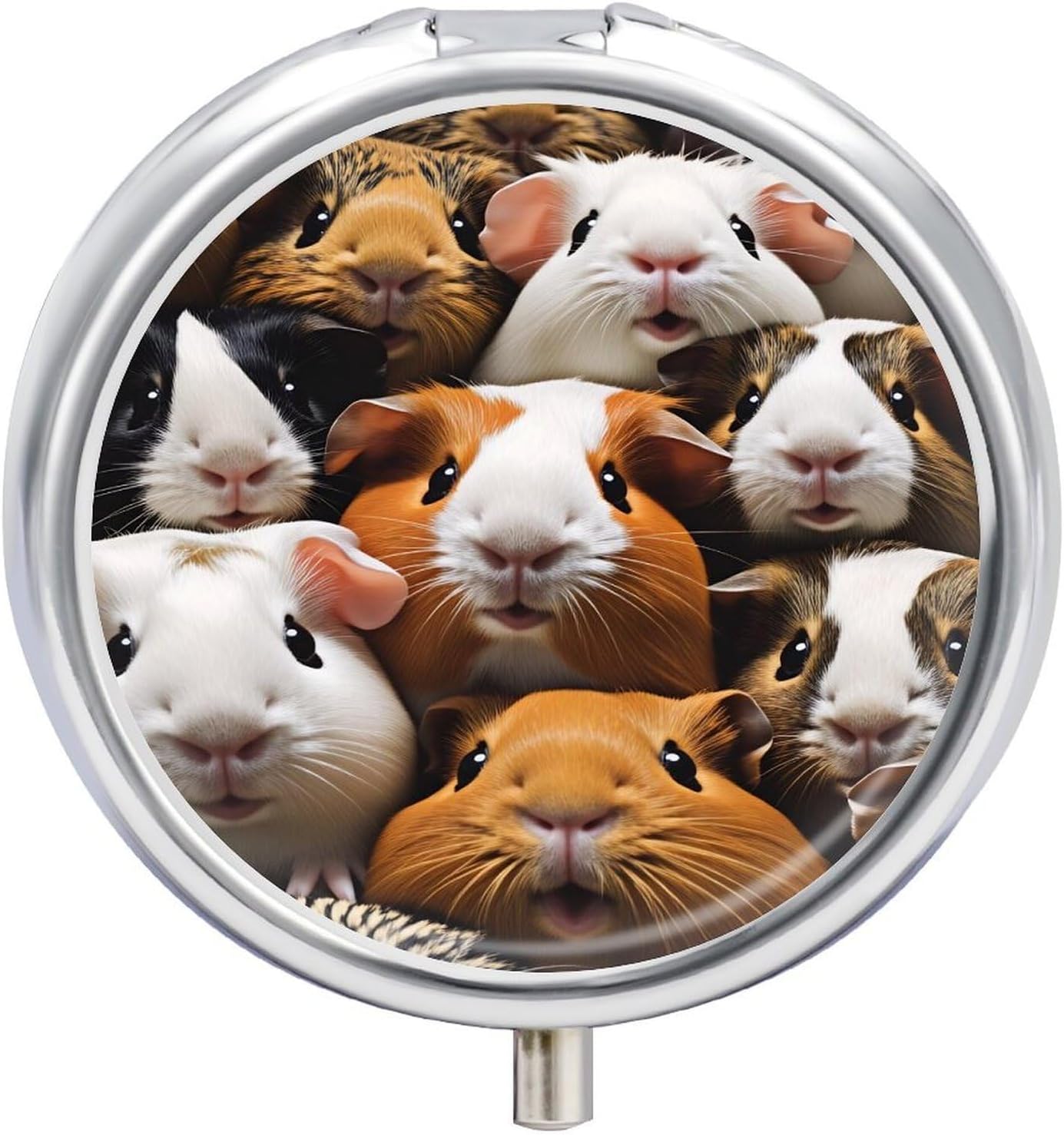 Cute Guinea Pig Round Pill Box 3 Compartment Pill Case Pocket Medicine Tablet Holder Organizer Case
