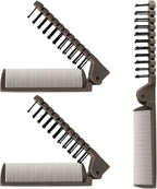 3PCS Travel Foldable Brush Comb Portable Hairbrush, Anti-Static Mini Pocket Hair Comb, Double Headed Hair Brush Hairdressing Tools Plastic Folding Hairbrush for Men Women (Coffee)