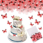 Edible Butterfly Cake Decorations - Edible Butterflies Set of 50Pcs for Cake Decorating, Edible Wafer Paper Butterflies Cupcake Toppers for Wedding Anniversary Birthday Party Decorating (Red)