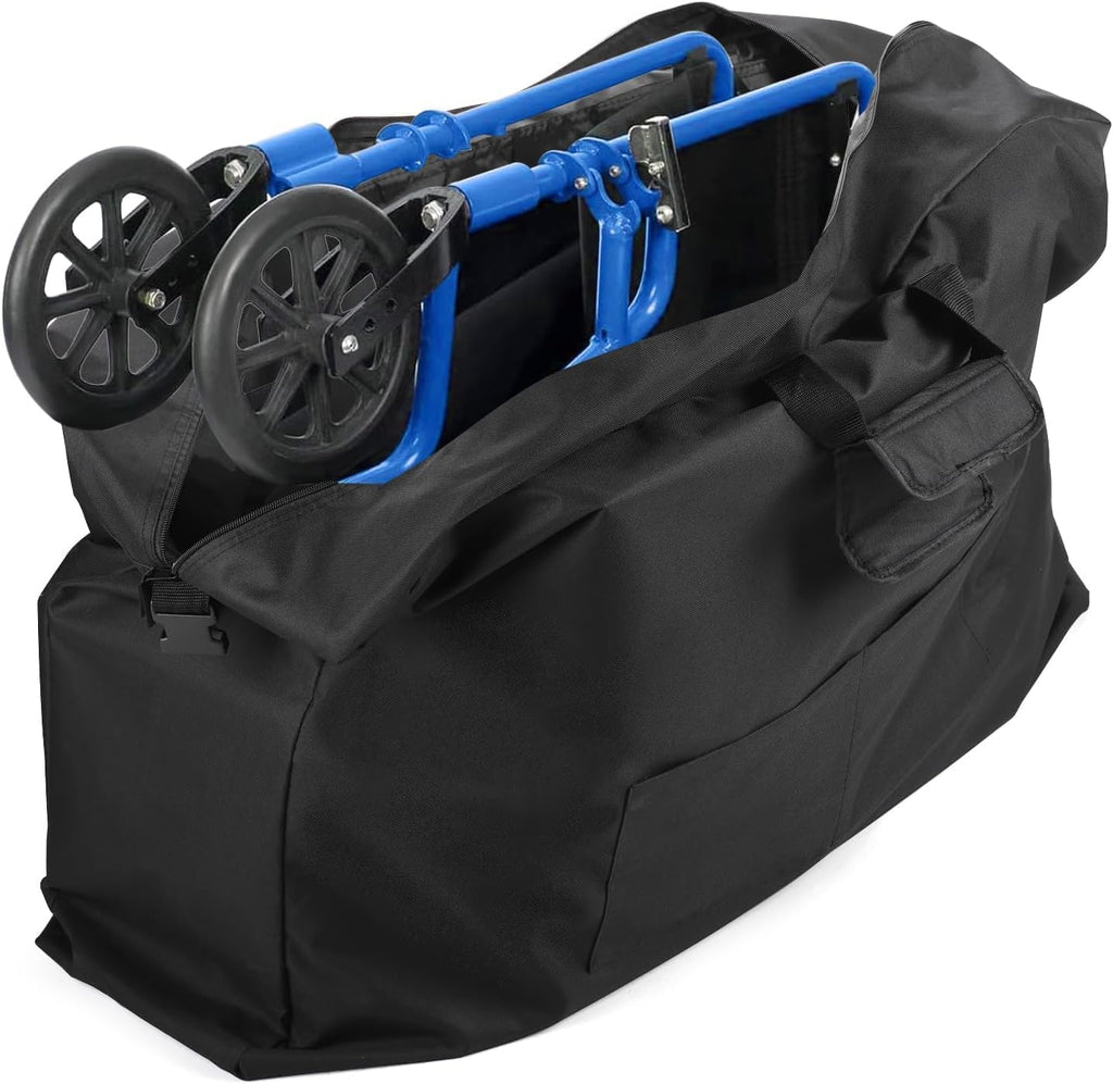 Upgraded Rollator Travel Bag, 840D Extra-Large Wheelchair Travel Bag, Carry Bags with Padded Straps for Folding Rollator Walkers, Transport Chairs, Car and Airplane TSA Traveling (37”L X 29”H X 14”W)